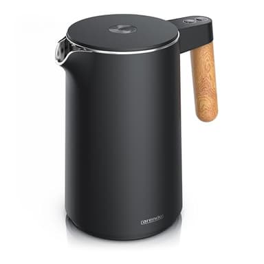 Arendo - Wasserkocher mit Temperatureinstellung - Edelstahl - 45-100 Grad - 1.5 Liter - Doppelwand - BPA frei - Warmhaltefunktion - Teekocher mit Temperaturanzeige - Griff Cool Touch - schwarz matt