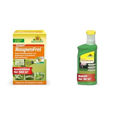 Neudorff Xentari RaupenFrei, bekämpft biologisch Buchsbaumzünsler und andere Schadraupen & Finalsan RasenMoosfrei – Rasenmoosvernichter