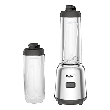 Tefal Mix und Move Mini-Standmixer, 300 Watt, 2 Flaschen To-Go in Premium Tritan, kompaktes Design, einfach zu reinigen, abnehmbare Klingen, Einknopfbedienung, Silber/Grau, BL15FD