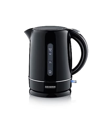 SEVERIN Wasserkocher, 1,7 L, kompakt, schwarz und leistungsstark, Kalkfilter, Kunststoff, schwarz, 2.200 W, WK 4322