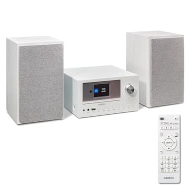 MEDION P85003 Micro Audio System Kompaktanlage (Internetradio, DAB+, PLL UKW Radio, Bluetooth, USB Anschluss, AUX, 2x150 W) weiß