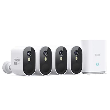 AOSU 2K Überwachungskamera Aussen Akku 240 Tage 4-Kit mit Home Station 32 GB Lokaler Speicher ohne Abo Kabellose Kamera Überwachug Aussen Bewegungssensor Licht- & Tonalarm 2-Wege-Audio Farb-Nachtsicht