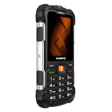 Hammer H Forge Outdoor Handy ohne Vertrag, 2300mAh Akku, 32 GB, 2,4" TFT Display, große Tasten, Taschenlampe, 2 MP Kamera, FM-Radio, USB-C, Dual SIM, IP68/MIL-STD-810H, Schwarz