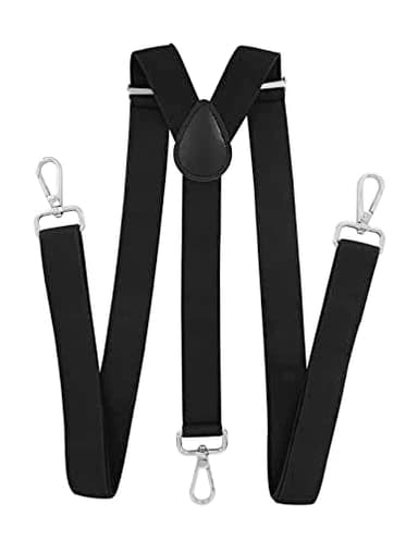 axy Herren Hosenträger mit 3 robusten Karabiner Verschluss 2,5 cm breit Y-Form stufenlos verstellbar (Schwarz)