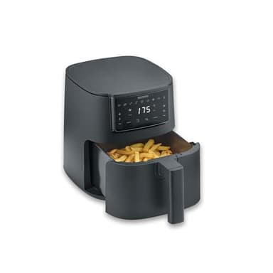Severin Heißluftfritteuse, Single, Fritteuse für Kochen ohne Fett, Touch-Display, 8 Automatik-Programme, vielseitige Zubereitung, Warmhaltefunktion, 4L, 1300W, schwarz, FryLight, FR 2461