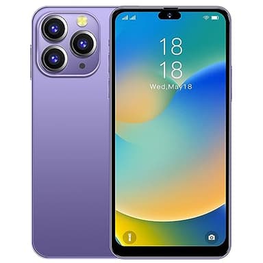 JtQtJ 3G Smartphones, Android 9.0 OS with 6.3" HD Display, Dual SIM, Dual Cameras, 16GB ROM(Expandable to 128GB),WiFi,GPS,Bluetooth,Face ID Cheap Mobile Phones (Purple)