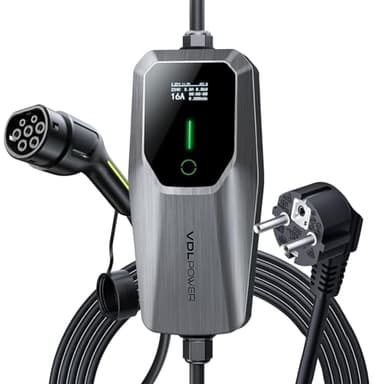 VDLPOWEREU EV Ladegerät Typ 2, 3,6 kW Auto Ladekabel, Ladegerät für Elektrofahrzeuge, 16 A, 5M, einphasig, EU Schuko, IP65 (IEC 62196-2)