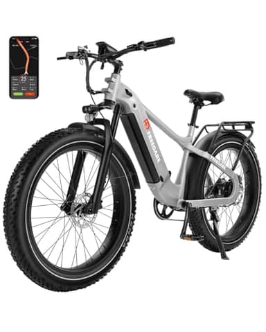 FREEDARE Saiga Elektrofahrrad für Erwachsene mit 250W BaFang Motor 90NM e Bike 48V 20Ah Marken-Akku und150km Reichweite, Drehmomentsensor, GPS & Smart App-Steuerung,mit 26 x 4 Fatbike Reifen (Silber)