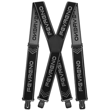 Fevaeno Hosenträger für Herren mit 4 Starken Metal Clips 5cm Breit X Form Einstellbar und Elastische Einheitsgröße Hosenträger für Männer und Damen (Schwarz X)