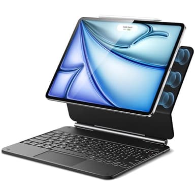 ESR Magnetische Keyboard Hülle, Tastatur für iPad Air 13" (M3/M2, 2025/2024), Pro 12.9 2022/2021, Freischwebendes Ständer, Hintergrundbeleuchtete, Multi-Touch-Trackpad, Schwarz