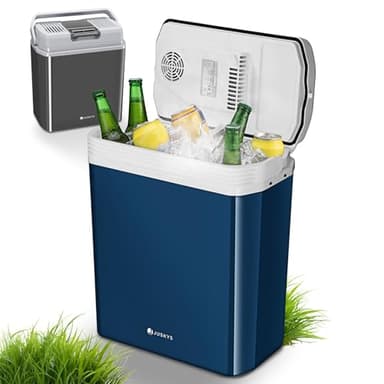 Juskys elektrische Kühlbox 24 Liter 12 V / 230 V für Auto, LKW, Reisemobil, Camping - Mini Kühlschrank kalt & warm - thermoelektrische Box - Blau