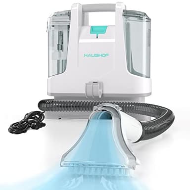 HAUSHOF Waschsauger Teppichreiniger, StainZapper Fleckenreiniger für Teppich mit Reinigungsmittel, Sofa, Vorleger, Polster, Treppen, Auto, 28,5cm X 15cm X 26,5cm, 400W, Weiß/Grau