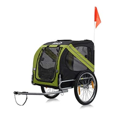 zoomundo Fahrradanhänger Hundeanhänger für Hunde-Transport in Grün/Schwarz - Silver Frame