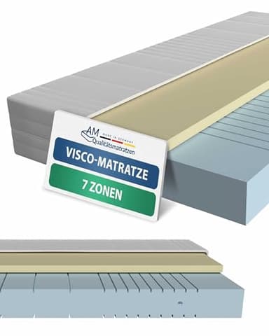 AM Qualitätsmatratzen 7 Zonen Viscoschaum Matratze 80x200 H3 - Made in Germany - Oeko TEX zertifizierte Memory Schaum Matratze 80x200-20 cm Hoch - Hybridschaummatratze 80x200 H3 mit Viscoauflage
