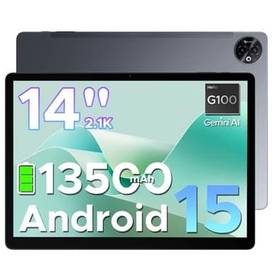 DOOGEE Tab E3 Max Android 15 Tablet 14 Zoll Gemini AI 13500mAh Großer Helio G100 Octa Core 32GB RAM+256GB ROM (2TB TF) 2.1K (2160 * 1440) Display Gaming Tablet, 16MP+8MP 4G LTE/5G WLAN/GPS/GMS,Gray