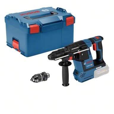 Bosch Professional 18V System Akku Bohrhammer GBH 18V-26 F (2.6 Joule, SDS plus, Bohren & Meißeln, KickBack Control, inkl. Schnellspannbohrfutter 13mm, Zusatzhandgriff, L-BOXX)