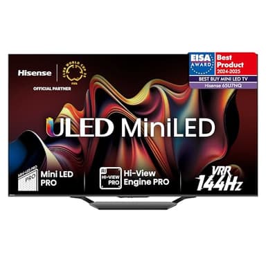 Hisense 65U7NQ 164cm (65 Zoll) Fernseher, 4K Mini LED ULED HDR Smart TV, Quantum Dot, 120Hz/ 144Hz VRR, HDMI 2.1, Game Mode Pro, Dolby Vision IQ & Atmos, Bluetooth, Alexa Built-in, Anthrazit, [2024]