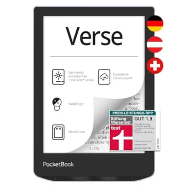 Pocketbook Verse E-Reader, 6'' E-Ink Touch, 8 GB, microSD, Hellblau - DE/at/CH-Version