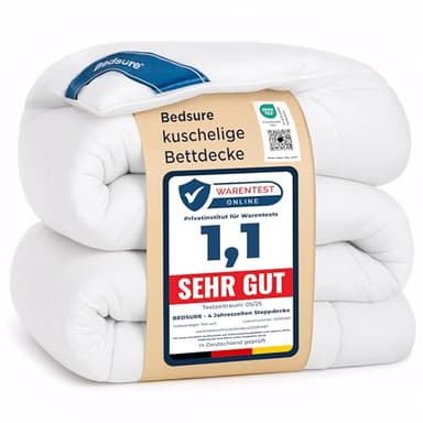 BEDSURE Bettdecke 240x220 Ganzjahresdecke Steppdecke - Bettdecke 240x220cm 4 Jahreszeiten Bettdecken - Oeko-TEX Zertifiziert 300GSM Weiß, Weiche Warm Duvet Schlafdecke für Allergiker