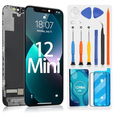 OLED für iPhone 12 Mini LCD Display für iPhone 12Mini A2400 A2399 Display Ersatz Bildschirm für iPhone12 Mini A2176 A2398 Touchscreen Digitazer Assembly mit Reparatur-Set, 5.4 Zoll