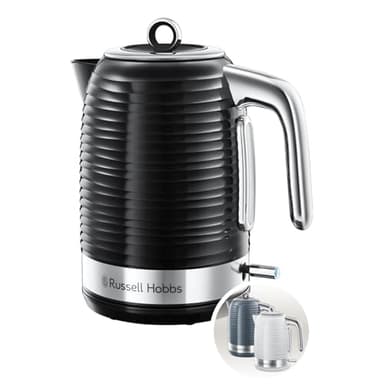 Russell Hobbs Wasserkocher [1,7l, 2400W] Inspire Schwarz mit hochwertiger Hochglanz-Struktur (Schnellkochfunktion, herausnehmbarer Kalkfilter,Wasserstandsanzeige,abnehmbarer Deckel) Teekocher 24361-70