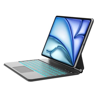 IVEOPPE Magic Keyboard iPad Air 13 M3 2025/ M2 2024, Freischwebendes Stand Design, Beleuchtete Multi-Touch Trackpad Hülle Tastatur für iPad Pro 12.9 (6./5./4./3. Gen)/ Air 13 Zoll M3/M2, Schwarz