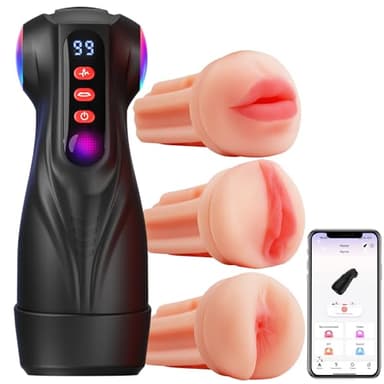 Tauara Masturbieren für Männer Masturbator, Sexspielzeug Sets 3 Liner Sex Spielzeug für die Männer Vagina Blowjob Anal, APP Masturbatoren 9 Vibration und Saugen Taschenmuschi Vibratorensets
