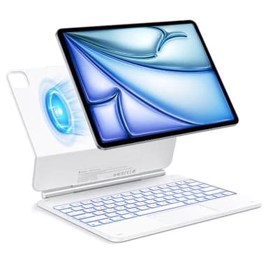 TECURS Magic Keyboard für iPad Air 13" (M3/M2, 2025/2024), Hülle Tastatur für iPad Pro 12.9 (6/5/4/3 Gen), QWERTZ, Multi-Touch-Trackpad, Freischwebendes Ständer Design, Weiß