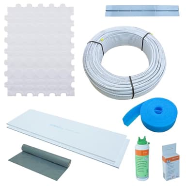 ZEWO Fußbodenheizung-Trockenbau-Set 50mm Aufbau, Ohne Trockenbaukomponenten, Fläche: 35,25 qm, Verlegeabstand: 12,5 cm
