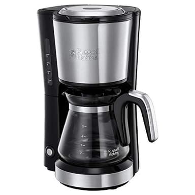 Russell Hobbs Kaffeemaschine Klein [Brausekopf für optimale Extraktion&Aroma] Compact (1 bis 5 Tassen, 0,6l Glaskanne, inkl Permanentfilter, Warmhalteplatte) kompakte Filterkaffeemaschine 24210-56