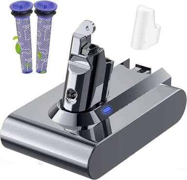 V6 6.0Ah Ersatzakku für Dyson V6 Akku Kompatibel mit DC62 DC58 DC59 DC61 DC62 Animal DC72 DC74 SV03 SV04 SV05 SV06 SV07 SV09 967810-23 967810 Handstaubsauger +2Pcs Filter