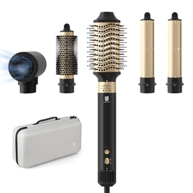 [5 in 1] Air Styler & Föhnbürste, [110.000 RPM] webeauty Hochtouriger negative Ionen Haartrockner schnell trocknend, Warmluftbürste Set mit Auto-Air Locken, Volumizer, Rundbürstenföhn