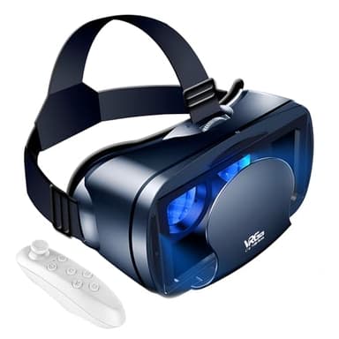 VR Brille Handy,3D Virtual Reality Headset,HD Anti-Blaulicht Linsen 3D VR Glasses Augenschutz Brille PC Unterhaltung mit kabelloser Fernbedienung,für iPhone Samsung Android 5,0-7,0 Zoll(Schwarz)