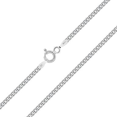 PLANETYS - Flache Panzerkette 2 mm Breite 925 Sterling Silber Rhodiniert Kette - Halskette - Längen: 65 cm