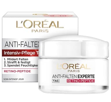 L'Oréal Paris Feuchtigkeitspflege für das Gesicht, Anti-Aging Creme zur Minderung von Falten mit Retino Peptiden, Für eine straffere und weichere Haut, Anti-Falten Experte, 1 x 50 ml