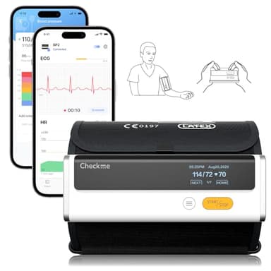 CheckMe Armfit Plus Blutdruckmessgerät Oberarm Bluetooth mit EKG,Analyse des EKG-Berichts,30S Messung von Blutdruck,EKG,Herzfrequenz,Multi User Management,Blutdruck Messgerät mit App für Android/iOS