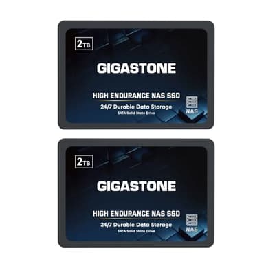 Gigastone NAS SSD 2TB SSD Festplatte (2er-Pack) TLC Hohe Dauerhaltbarkeit SSD für 24/7 Dauerbetrieb NAS-Systeme RAID 2,5 Zoll SATA III Internes Festkörper-Laufwerk SSD Caching