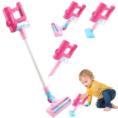 Rppiup Staubsauger Spielzeug Set, Kinderstaubsauger mit Echter Saugfunktion, Putzset für Kinder mit Geräuschen, Reinigungswerkzeuge für Kinder für im Alter von 3-6 Jahren Auszuprobieren