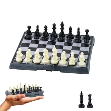 KOKOSUN Schachspiel Reise Set, Magnetisch Reisespiel Faltbares Brettspiele Leicht zu Tragen, Lernspielzeug/Geschenk für Kinder und Erwachsene (Schwarz und Weiß, 20×20cm)