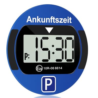 TEOV Elektronische Parkscheibe mit Zulassung KBA fürs Auto - Digitale Parkuhr mit Nachtmodus und Taktungseinstellung, Großer Bildschirm, präzise Zeitmessung, Rund. Blau oder Schwarz
