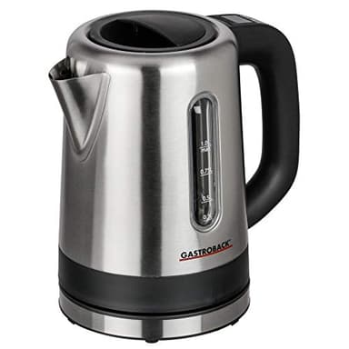 GASTROBACK #42435 Design Wasserkocher Mini, 1 Liter Edelstahl-Behälter mit Füllstandsanzeige, beleuchtetes Bedienfeld, Warmhaltefunktion, 2.200 Watt, Schwarz