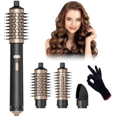 Airstyler 3 in 1, Warmluftbürste Rotierend Set, Airstyler Set mit Föhn,Warmluftbürste, Haartrockner Thermal Brush, Leistungsstarke Föhnbürste Air Styler Rundbürstenföhn Haartrockner (Schwarz)