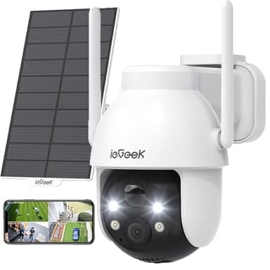 ieGeek 2K 3MP HD Überwachungskamera Aussen Solar, 360° PTZ Überwachungskamera Aussen Akku, 2.4GHz WLAN Kamera mit PIR Bewegungsmelder,Farb-Nachtsicht, 2-Wege-Audio, IP65