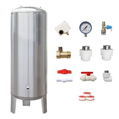 guoyjmm Druckbehälter Druckkessel Druck Wasser-Speicherbehälter 60L-300L, Edelstahl Hohe Vordruckbehälter Tragbar, Druckspeicher, mit Komplettem Installationssatz,160L/42.3Gal-50x95cm