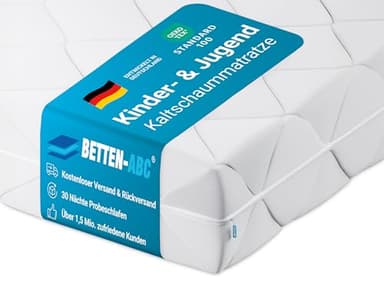 Betten-ABC - Matratze für Kinder & Jugendliche - 140x200 cm - Spezieller Härtegrad & Oeko-TEX-Zertifiziert - Optimale Hygiene Dank abnehmbarem & waschbarem Polyester-Bezug - Lieferung per Paket