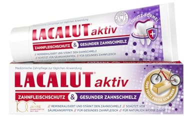 LACALUT aktiv Zahnfleischschutz & Gesunder Zahnschmelz 75ml - Medizinische Zahnpasta für starken Zahnschmelz, gesundes Zahnfleisch & natürlich weisse Zähne