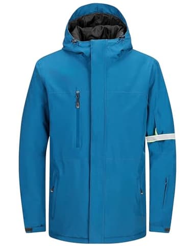 33,000ft Herren Skijacke Wasserdichte Winddichte Warme Outdoorjacke Winterjacke Funktionsjacke Atmungsaktive Snowboardjacke Softshell Jacke mit Kapuze, Blau L