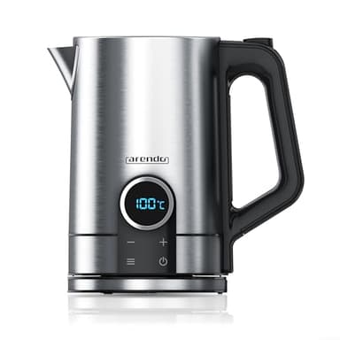 Arendo - Wasserkocher mit Temperatureinstellung - Edelstahl - Temperaturauswahl 40-100 Grad - LED Display - 1,7 Liter - 2200 W - Teekocher mit Temperaturanzeige - GS