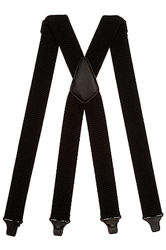 Olata Heavy Duty Hosenträger X-Form mit überkreuzten Trägern/Flughafenfreundliche Herren Hosenträger mit Plastik-Clips – 4cm. Schwarz