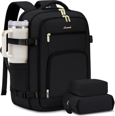 LOVEVOOK Handgepäck Rucksack Herren Damen, 40L Reiserucksack Flugzeug Travel Backpack für 17 Zoll Laptop, Groß Carry On Luggage Cabin Bag für Reise Geschäftsreise Business Wandern Weekend Schwarz